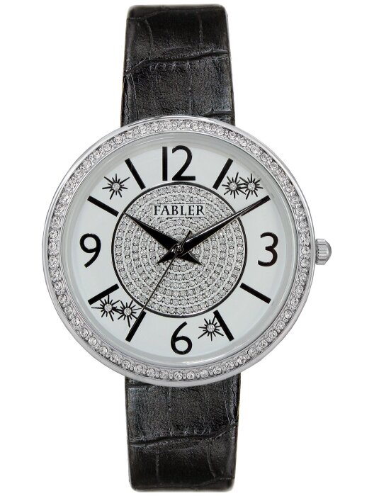 Наручные часы FABLER FL-500581-1 (бел.) кам. черный рем