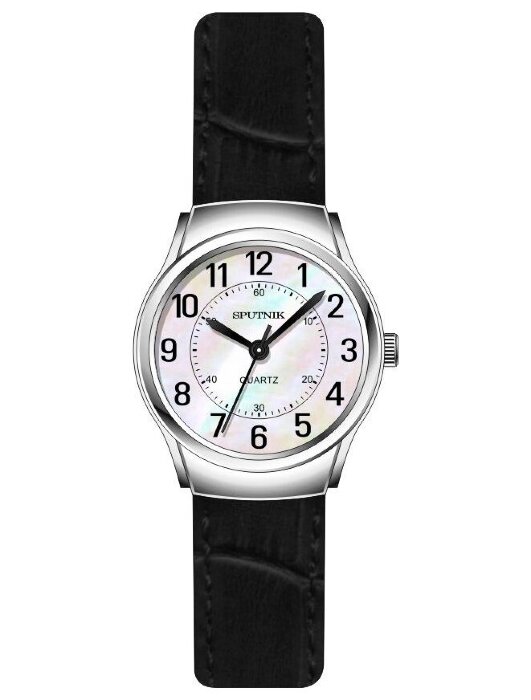 Наручные часы Спутник Л-201110-1 (перл.) черный рем