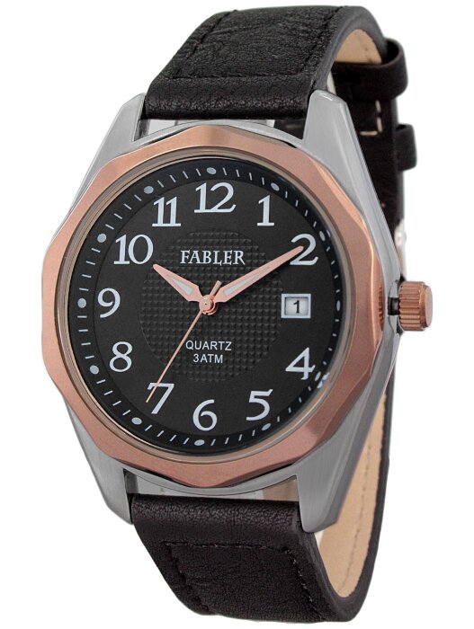 Наручные часы FABLER FM-710010-6 (черн.) 1 календарь,кож.рем