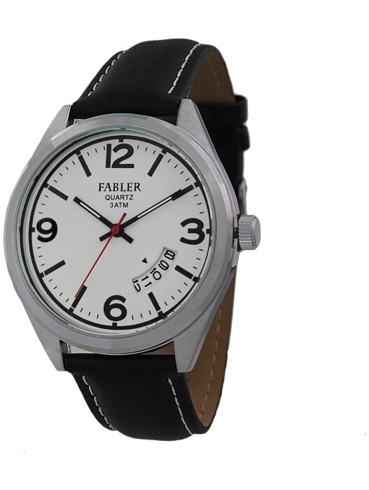 Наручные часы FABLER FM-710001-1 (бел.) 1 календарь,кож.рем