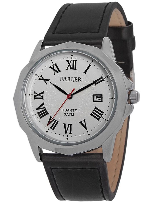 Наручные часы FABLER FM-710041-1 (бел.) 1 кален-рь,кож.рем