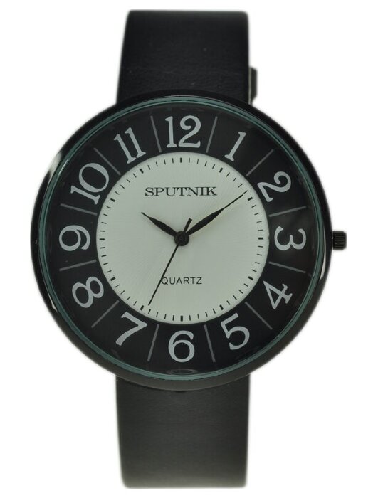 Наручные часы Спутник Л-201050-3 (черн.+бел.) черный рем
