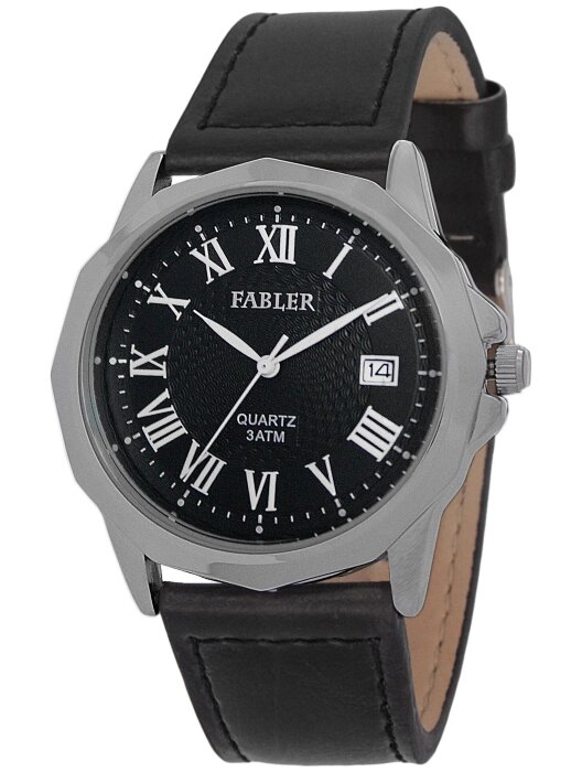 Наручные часы FABLER FM-710041-1 (черн.) 1 кален-рь,кож.рем