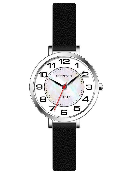 Наручные часы Спутник Л-201170-1 (бел.+перл.) черный рем