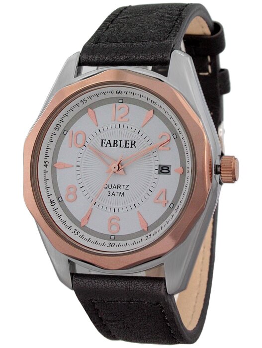 Наручные часы FABLER FM-710011-6 (бел.) 1 календарь,кож.рем
