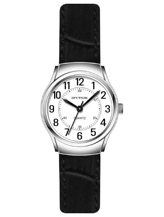 Наручные часы Спутник Л-201110-1 (бел.,син.оф.) черный рем