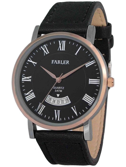 Наручные часы FABLER FM-710021-6 (черн.) 1 календарь,кож.рем