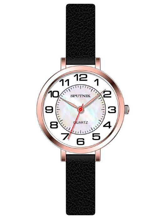 Наручные часы Спутник Л-201170-8 (бел.+перл.) черный рем