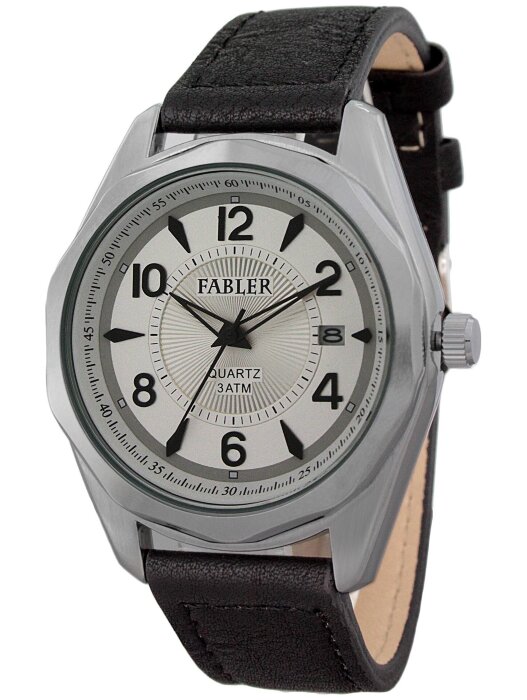 Наручные часы FABLER FM-710011-1 (сталь) 1 календарь,кож.рем