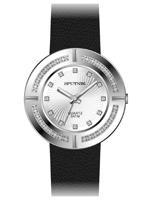 Наручные часы Спутник Л-300512-1 (сталь) кам.,черный рем