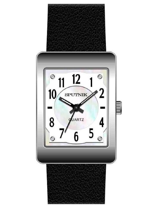 Наручные часы Спутник Л-200700-1 (бел.+перл.) черный рем