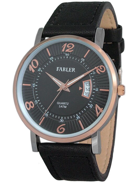 Наручные часы FABLER FM-710020-6 (черн.) 1 календарь,кож.рем