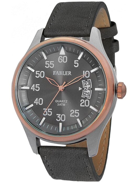 Наручные часы FABLER FM-710130-6 (сер.) 1 кален-рь,кож.рем