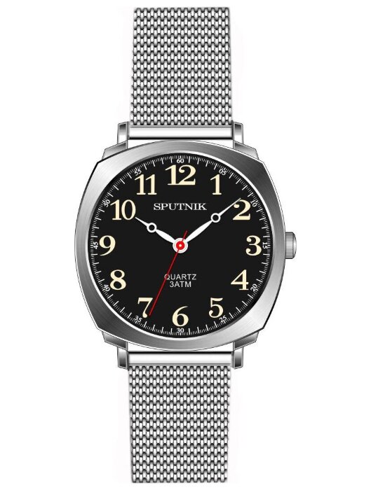 Наручные часы Спутник М-858450 Н-1 (черн.,беж.оф.) браслет