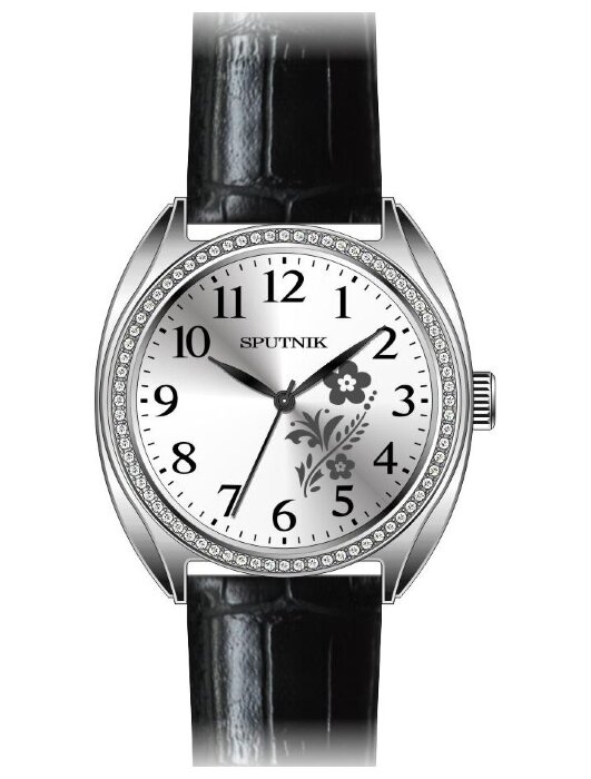 Наручные часы Спутник Л-300930-1 (сталь) кам.,черный рем