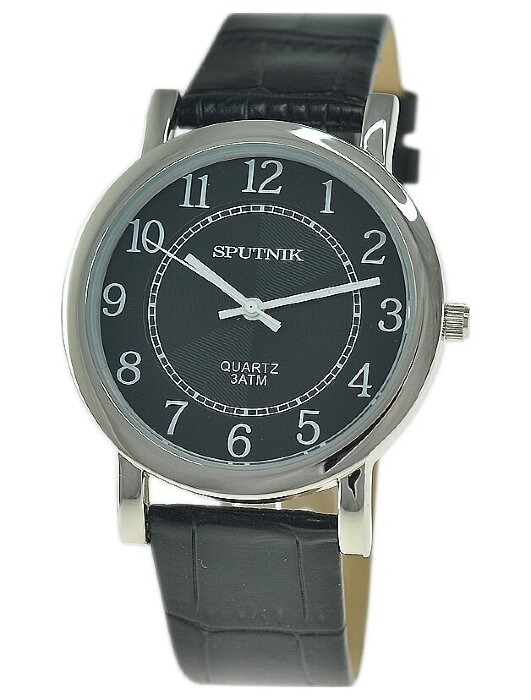 Наручные часы Спутник М-857900-1 (черн.) кож.рем