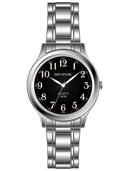 Наручные часы Спутник М-996080-1(черн.,беж.оф.)