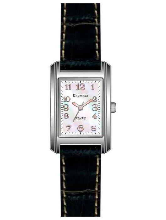 Наручные часы Спутник Л-200210-1 (перл.) черный рем