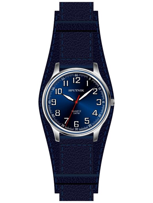 Наручные часы Спутник М-858301 Н -1 (син.)кож.рем