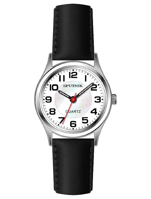 Наручные часы Спутник Л-201320-1 (бел.+перл.) черный рем
