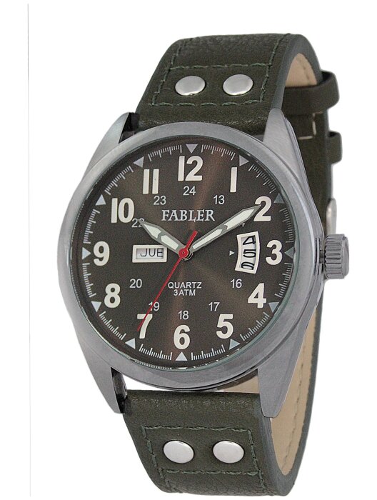 Наручные часы FABLER FM-710220-1 (сер.) 2 календарь,кож.рем
