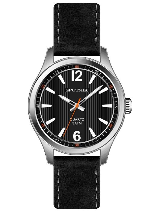 Наручные часы Спутник М-858351 Н-1 (черн.бел.оф.)кож.рем