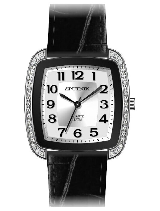 Наручные часы Спутник Л-300961-1.3 (сталь) кам.,черный рем