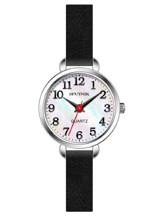 Наручные часы Спутник Л-201180-1 (перл.) черный рем