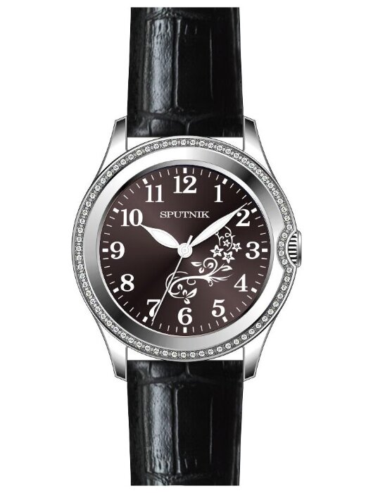 Наручные часы Спутник Л-301000-А-1 (корич.) кам.,черный рем