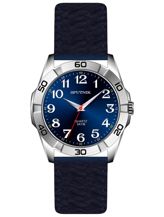 Наручные часы Спутник М-858410 Н-1 (синий)кож.рем
