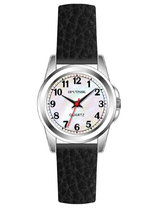 Наручные часы Спутник Л-200930-1 (перл.) черный рем