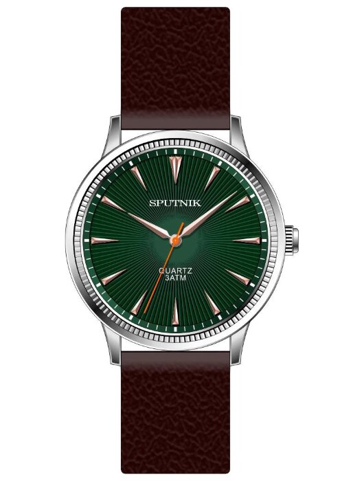 Наручные часы Спутник М-858274 Н-1 (зелен.)кож.рем