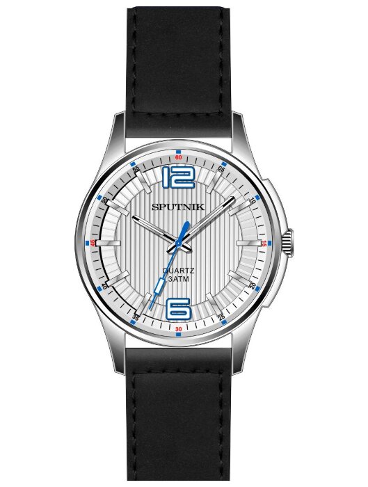 Наручные часы Спутник М-858341 Н -1 (сталь,син.оф.)кож.рем