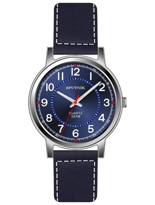 Наручные часы Спутник М-858400 Н-1 (син.)кож.рем