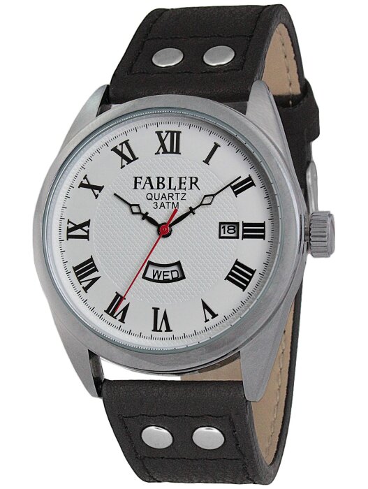 Наручные часы FABLER FM-710221-1 (бел.) 2 календарь,кож.рем