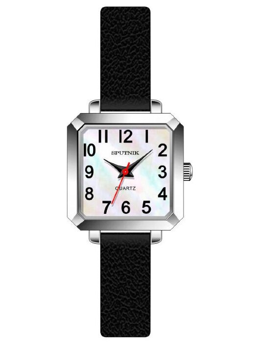 Наручные часы Спутник Л-201210-1 (перл.) черный рем