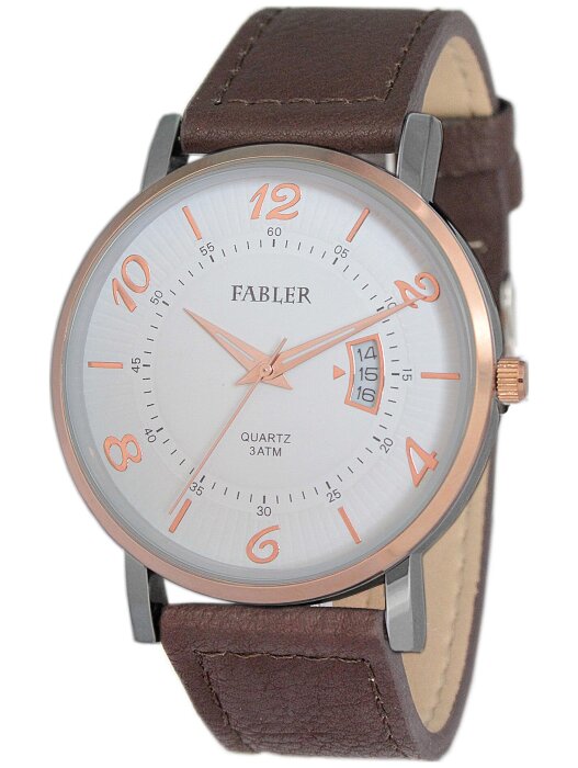Наручные часы FABLER FM-710020-6 (бел.) 1 календарь,кож.рем