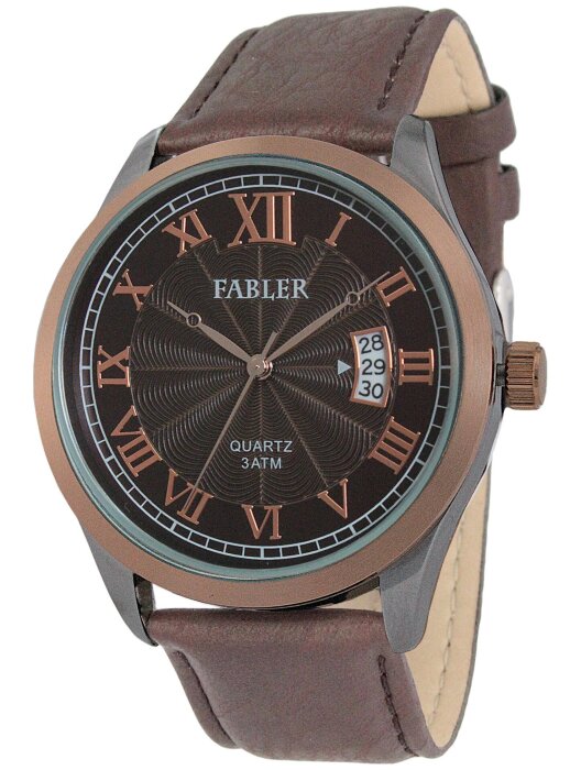 Наручные часы FABLER FM-710251-6 (корич.) 1 календарь,кож.рем