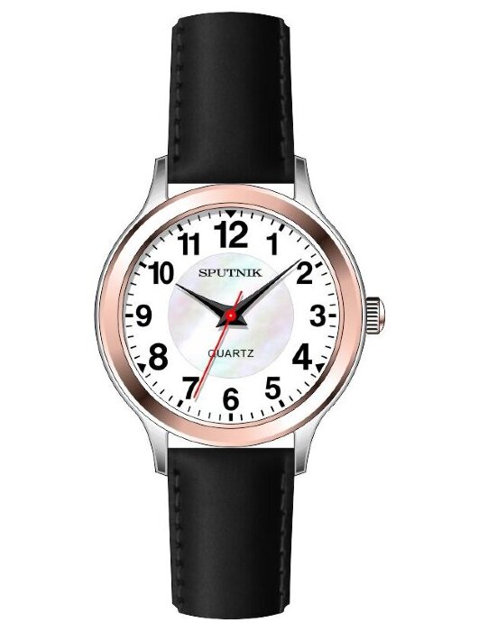 Наручные часы Спутник Л-201260-6 (бел.+перл.) черный рем
