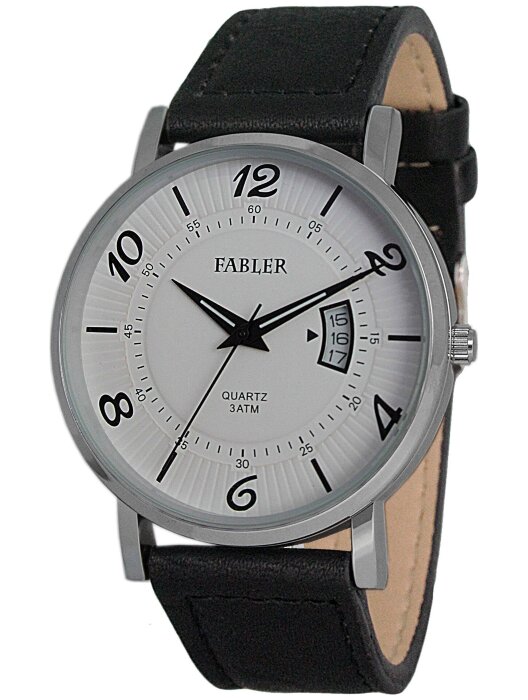 Наручные часы FABLER FM-710020-1 (бел.) 1 календарь,кож.рем