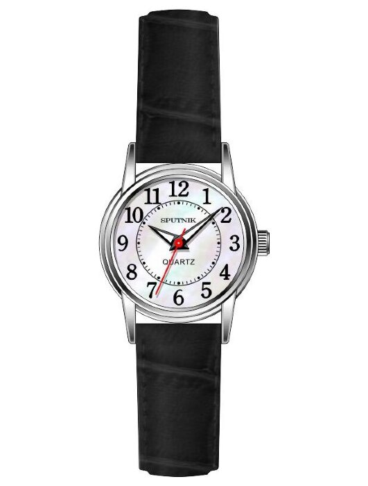 Наручные часы Спутник Л-201350-1 (перл.) черный рем