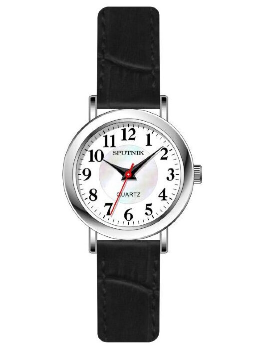 Наручные часы Спутник Л-201150-1 (бел.+перл.) черный рем
