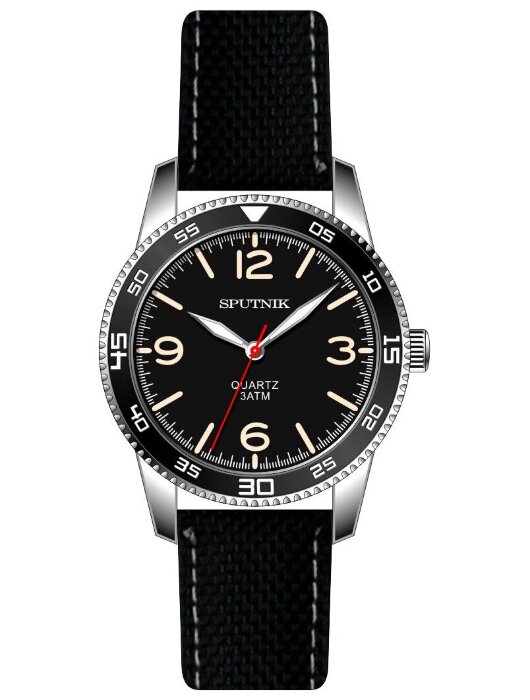 Наручные часы Спутник М-858481 Н-1.3 (черн.,беж.оф.)кож.рем