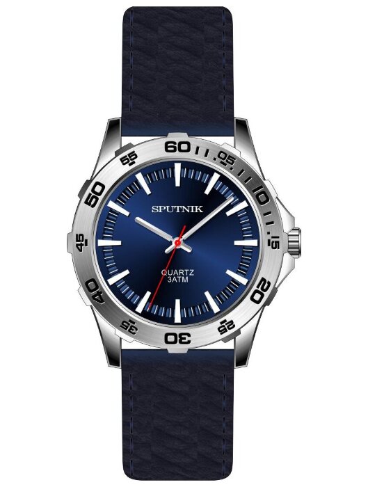 Наручные часы Спутник М-858431 Н-1 (синий)кож.рем