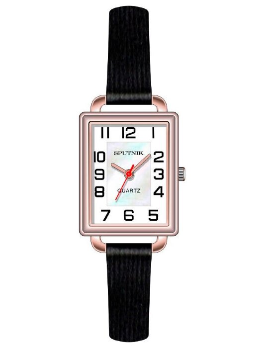 Наручные часы Спутник Л-201200-8 (бел.+перл.) черный рем