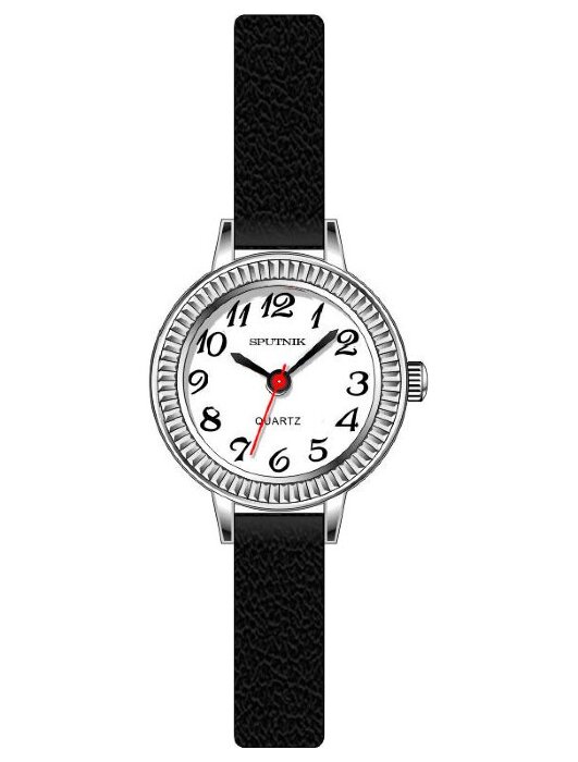 Наручные часы Спутник Л-201220-1 (бел.,черн.оф.) черный рем