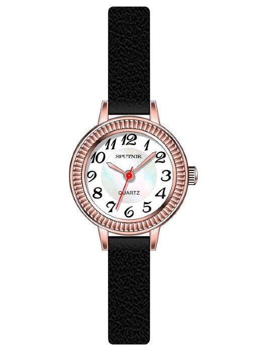 Наручные часы Спутник Л-201220-8 (бел.+перл.) черный рем