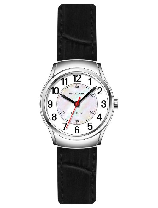 Наручные часы Спутник Л-201110-1 (бел.+перл.) черный рем