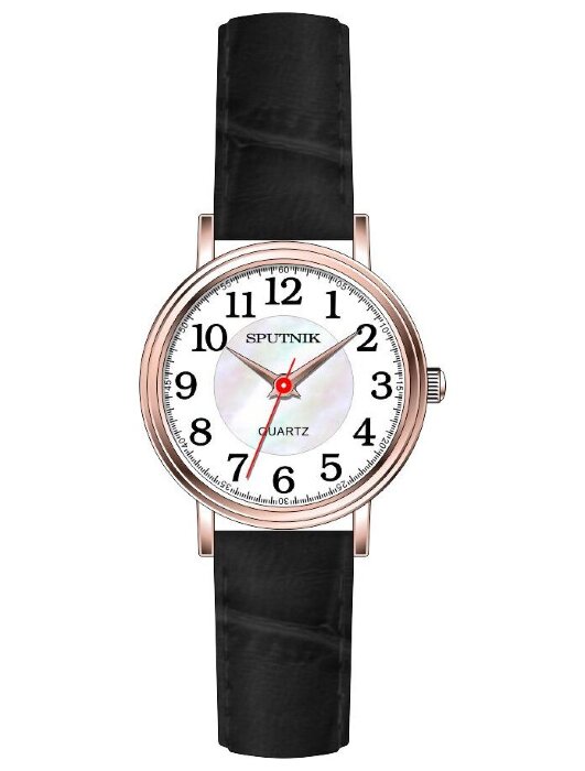 Наручные часы Спутник Л-201300-8 (бел.+перл.) черный рем