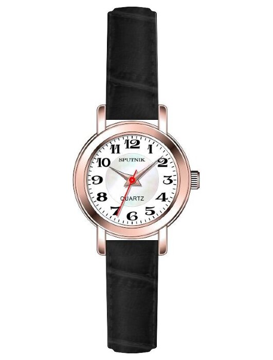Наручные часы Спутник Л-201310-8 (бел.+перл.) черный рем